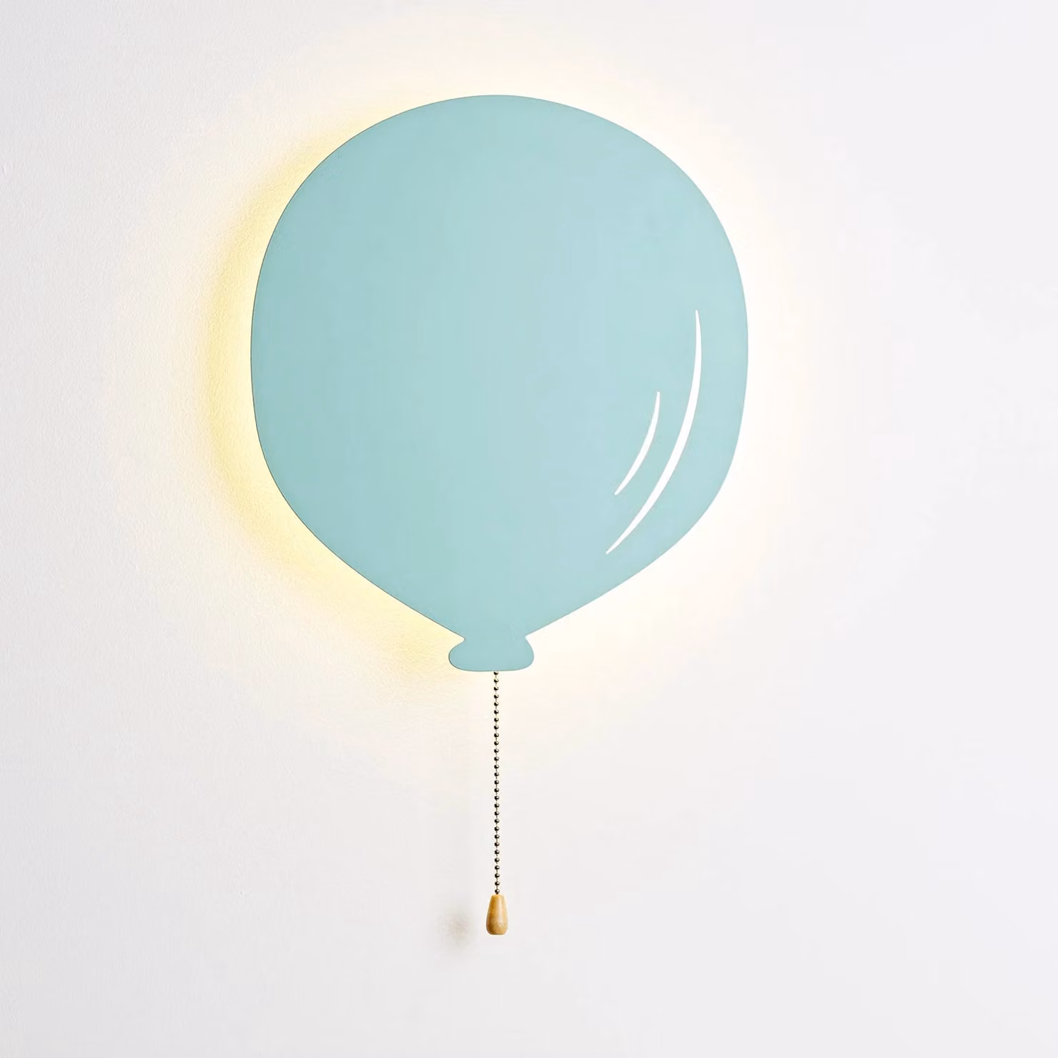 Lights4fun Mint Green Metal Balloon Wall Light, 32cm Battery Operated Warm White LED Night Light