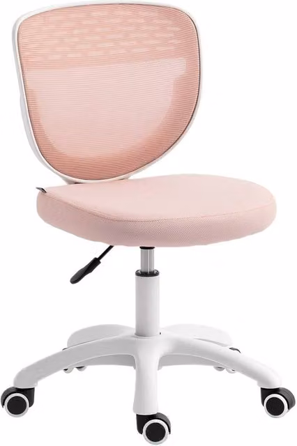 Rolipo Pink Armless Mesh Swivel Task Office Chair with Adjustable Height