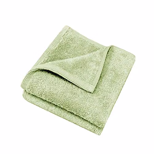 Allure Bath Fashions Marlborough Bamboo and Cotton Face Cloths, Pack of 2, Green, 30 x 30 cm – 1