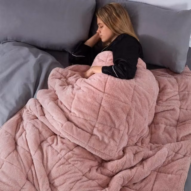 Brentfords Teddy Fleece Weighted Blanket Throw in Pink, W: 180 cm