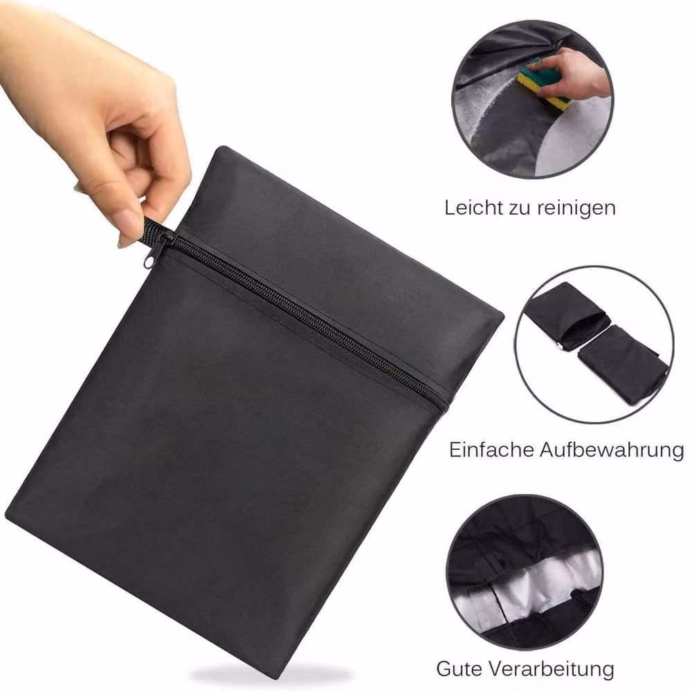 KORVIXA Heavy Duty Black Polyester Gas Grill BBQ Cover, W/D/H: 100 x 60 x 150 cm – 3