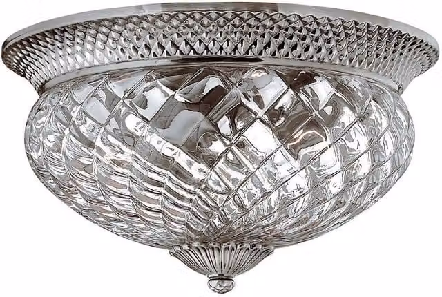 Elstead Classic 3-Light Dome Ceiling Light in Silver and Grey with Transparent Glass