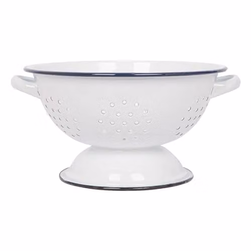 Argon Tableware Metal Enamel Colander with Handles, Green and White, Diameter: 23.5 cm – 1