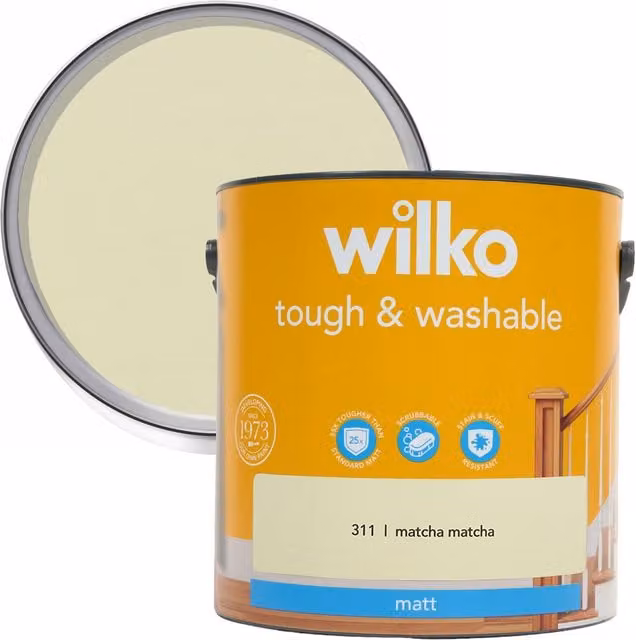 wilko Tough and Washable Matt Emulsion Paint, Green, 2.5 l
