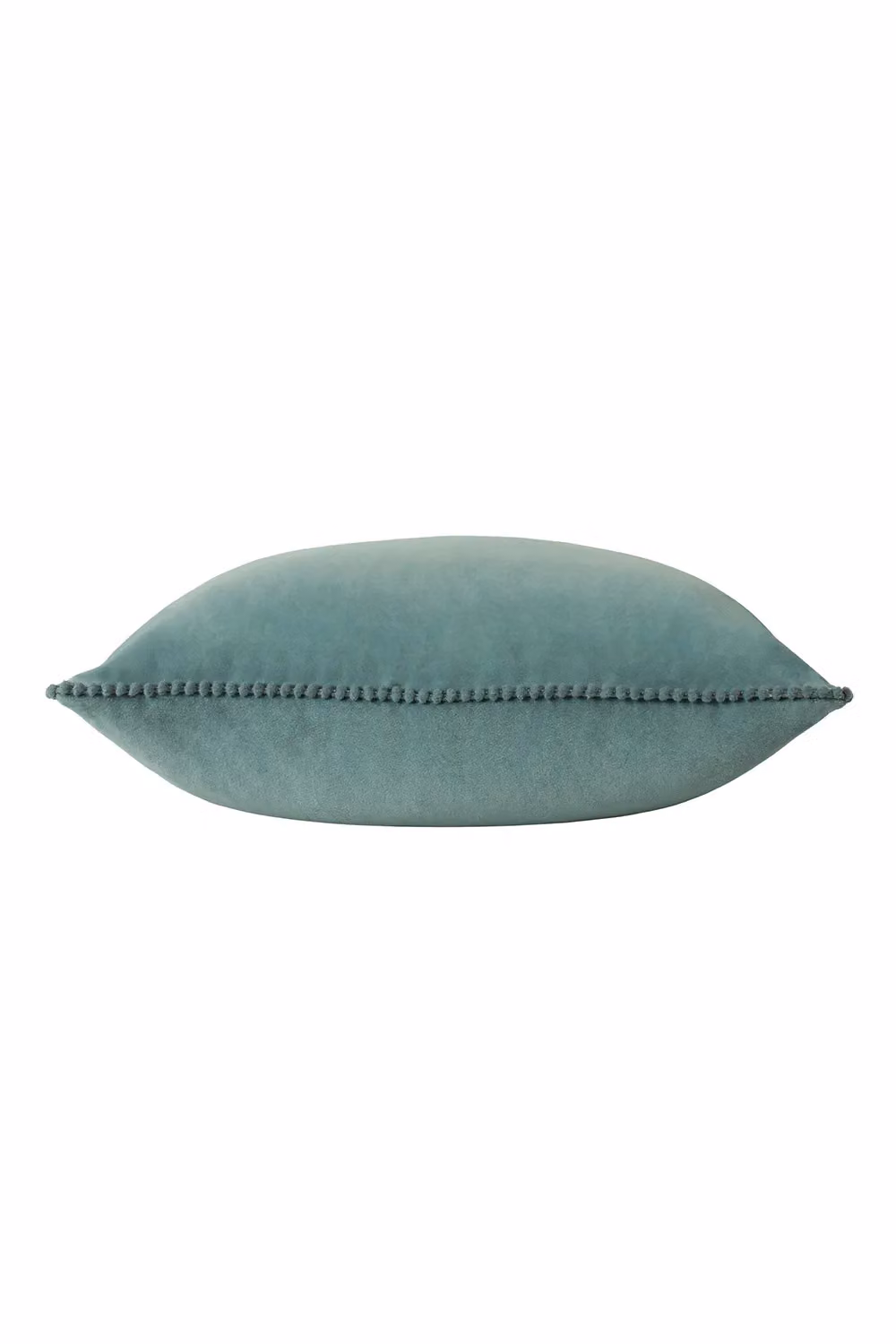 Furn Cosmo Soft Velvet Pom Pom Trimmed Rectangular Cushion in Blue, W: 50 cm, H: 30 cm, D: 30 cm – 2