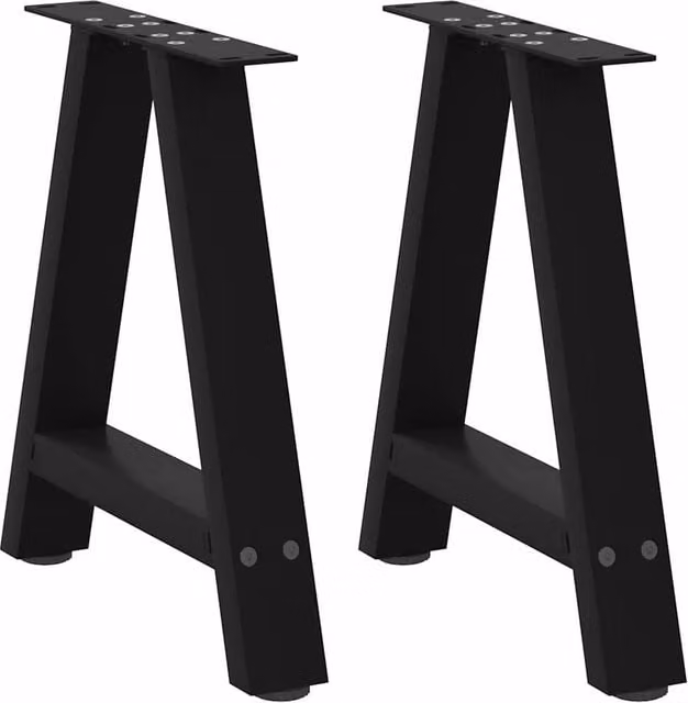 Berkfield Home A-Shaped Coffee Table Legs, 2 Pieces, Black Steel, H 38 cm, W 42.5 cm, D 42.5 cm