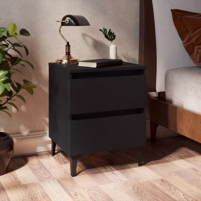 Berkfield Home Black Bed Cabinet in Engineered Wood W/D/H: 40 x 35 x 50 cm