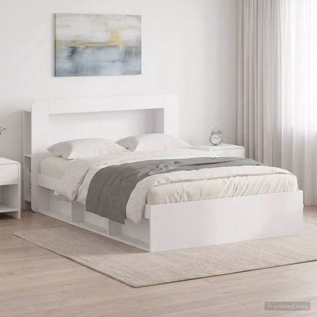 Berkfield Home Modern Bed Frame with Storage Drawers in White, Engineered Wood, 160 x 200 cm