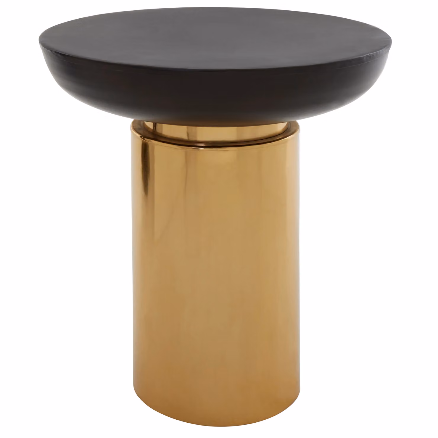 Orsina Black and Gold Round Metal Side Table with Central Column, W/D/H: 45 x 45 x 51 cm – 3