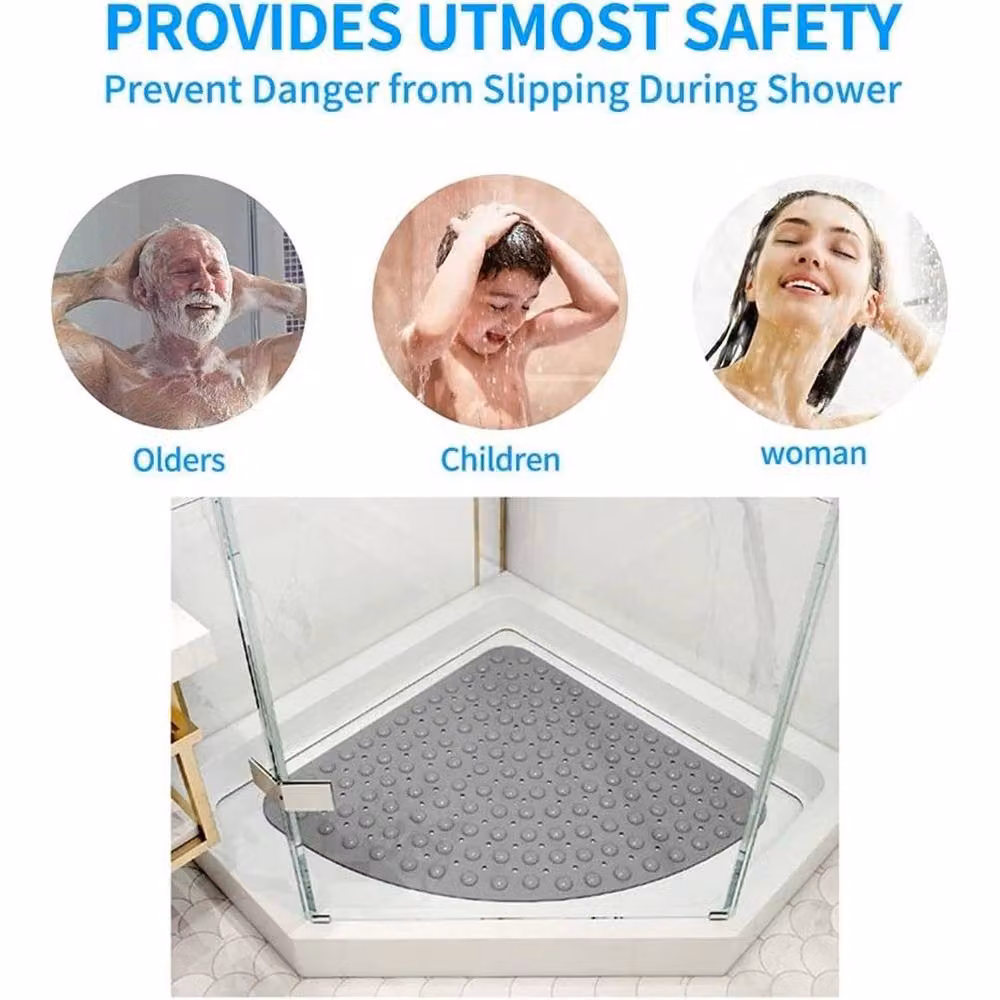 Kelvenix Non Slip Grey Bath Mat with Extra Strong Suction, Quick Drying and Antibacterial Properties – 5
