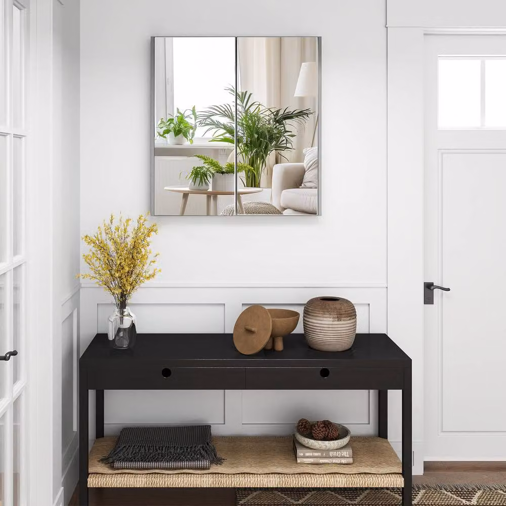 Costway Grey Wall Mounted Bathroom Storage Cupboard with Mirror and Internal Shelves – 5