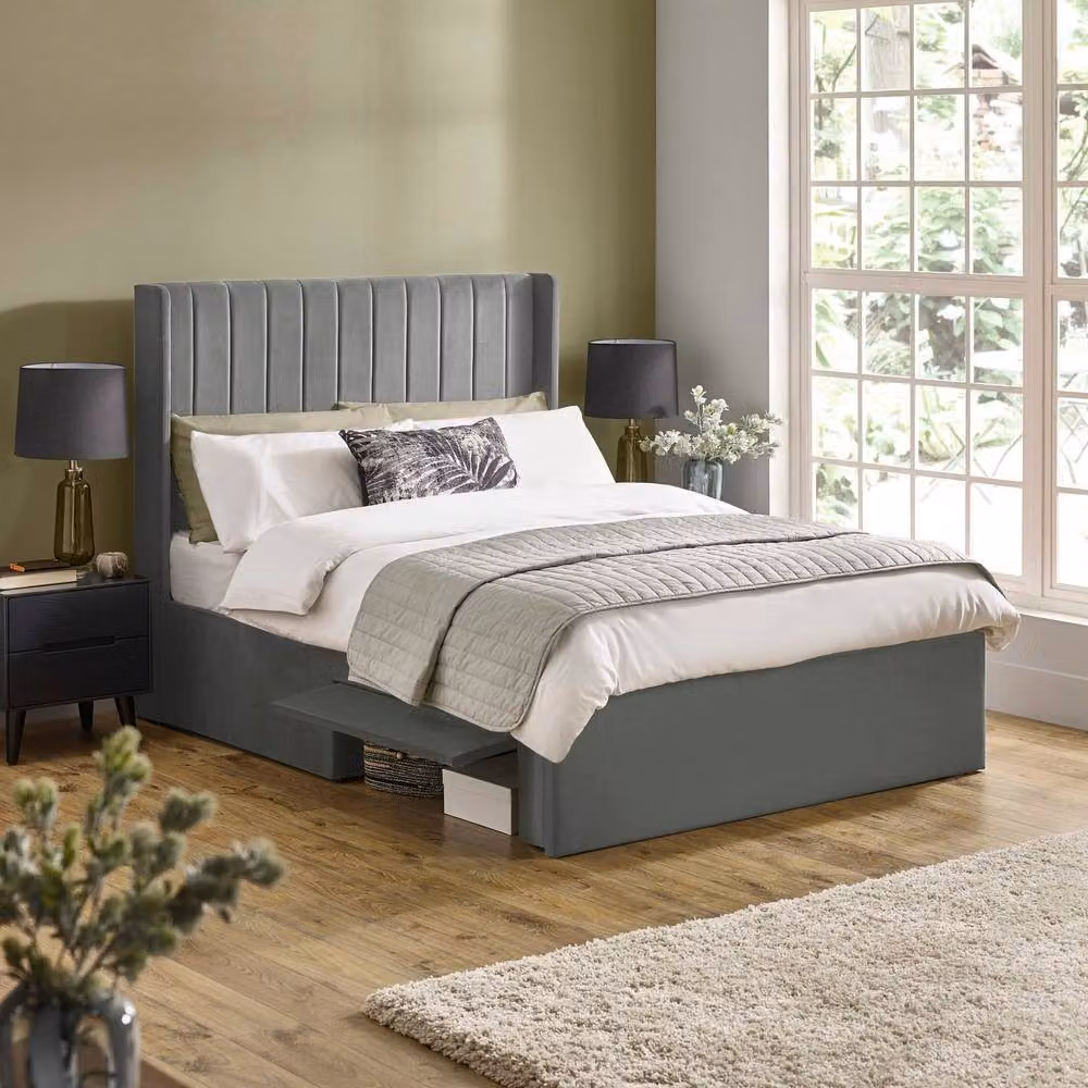 Cheshire Coral Steel Grey Dual Storage Door Bed - Double (Width: 135 cm) – 3