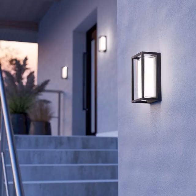 Eglo Genovese Outdoor LED Wall Light in Black with Motion Sensor and IP65 Rating