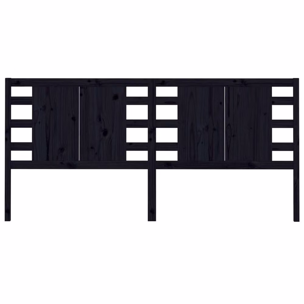 Berkfield Home Black Rustic Solid Pine Wood Headboard, W: 146 cm, D: 4 cm, H: 100 cm – 2