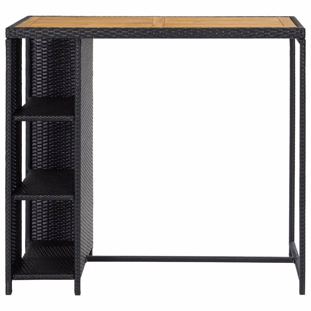 Berkfield Home Durable Black Poly Rattan Bar Table with Storage Rack, W/D/H: 120 x 60 x 110 cm – 3