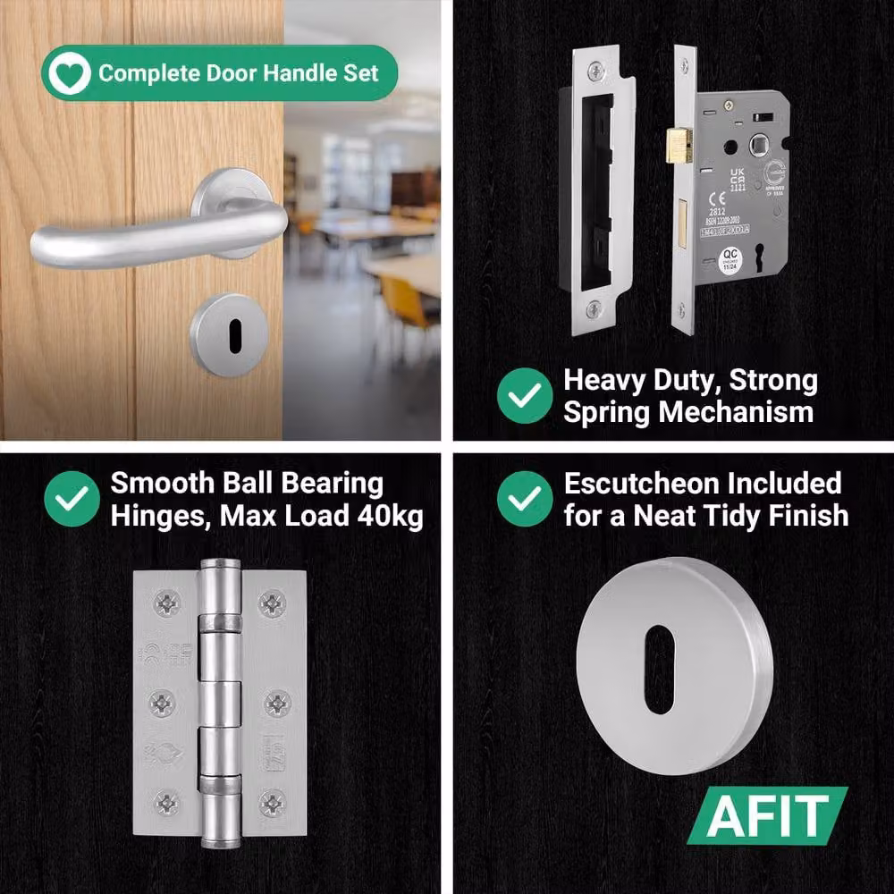 AFIT Satin Brushed Stainless Steel Return to Door Sash Lock Hinges in Silver, 150 x 150 mm – 3