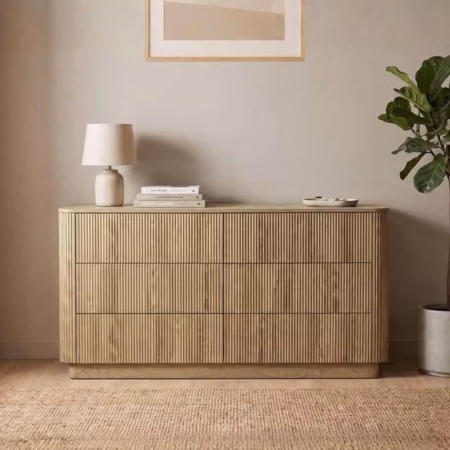Home Source Winthorpe 6 Drawer Chest of Drawers in Light Oak with Soft Close Drawers