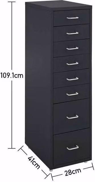FLAVORA 8 Drawer Metal Filing Cabinet in Black – 1