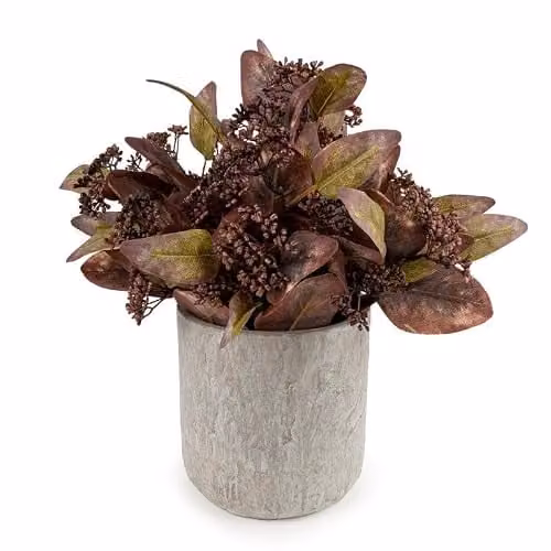 Madison & Mayfair 30cm Artificial Eucalyptus Plant in a Brown Stone Pot