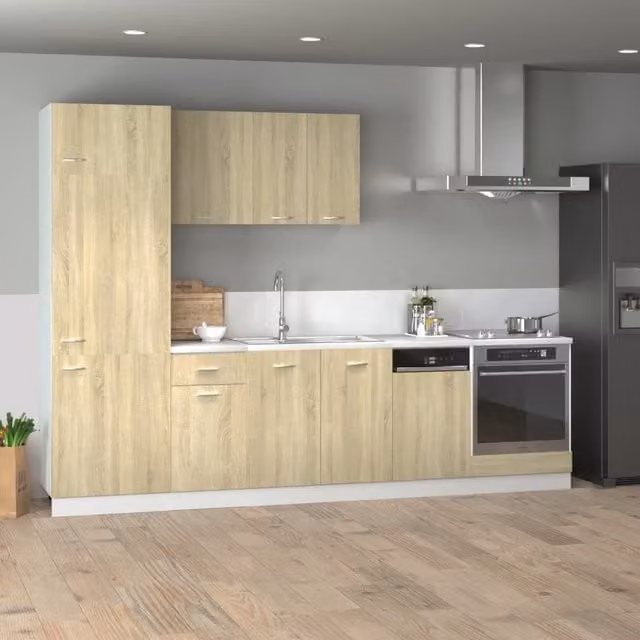 Berkfield Home Lyon 7 Piece Kitchen Cabinet Set in Sonoma Oak Brown