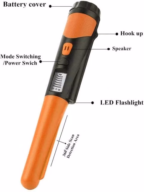 VOGREX Waterproof Handheld Metal Detector Pinpointer Gold Search Probe in Orange and Multicolour – 1