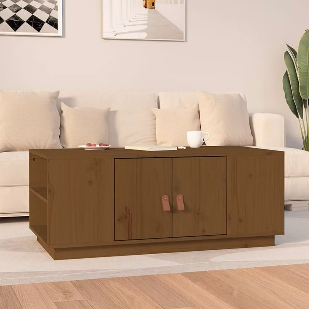 Berkfield Home Rustic Solid Wood Pine Coffee Table, Brown, W: 100 cm, D: 50 cm, H: 41 cm – 2