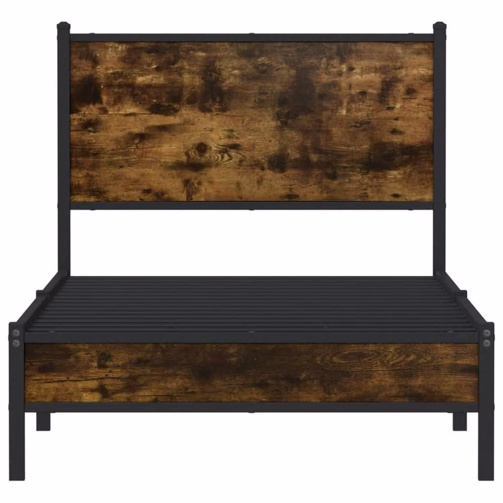 Berkfield Home Metal Bed Frame in Smoked Oak Brown, Small Single, W: 75 cm, L: 190 cm – 4