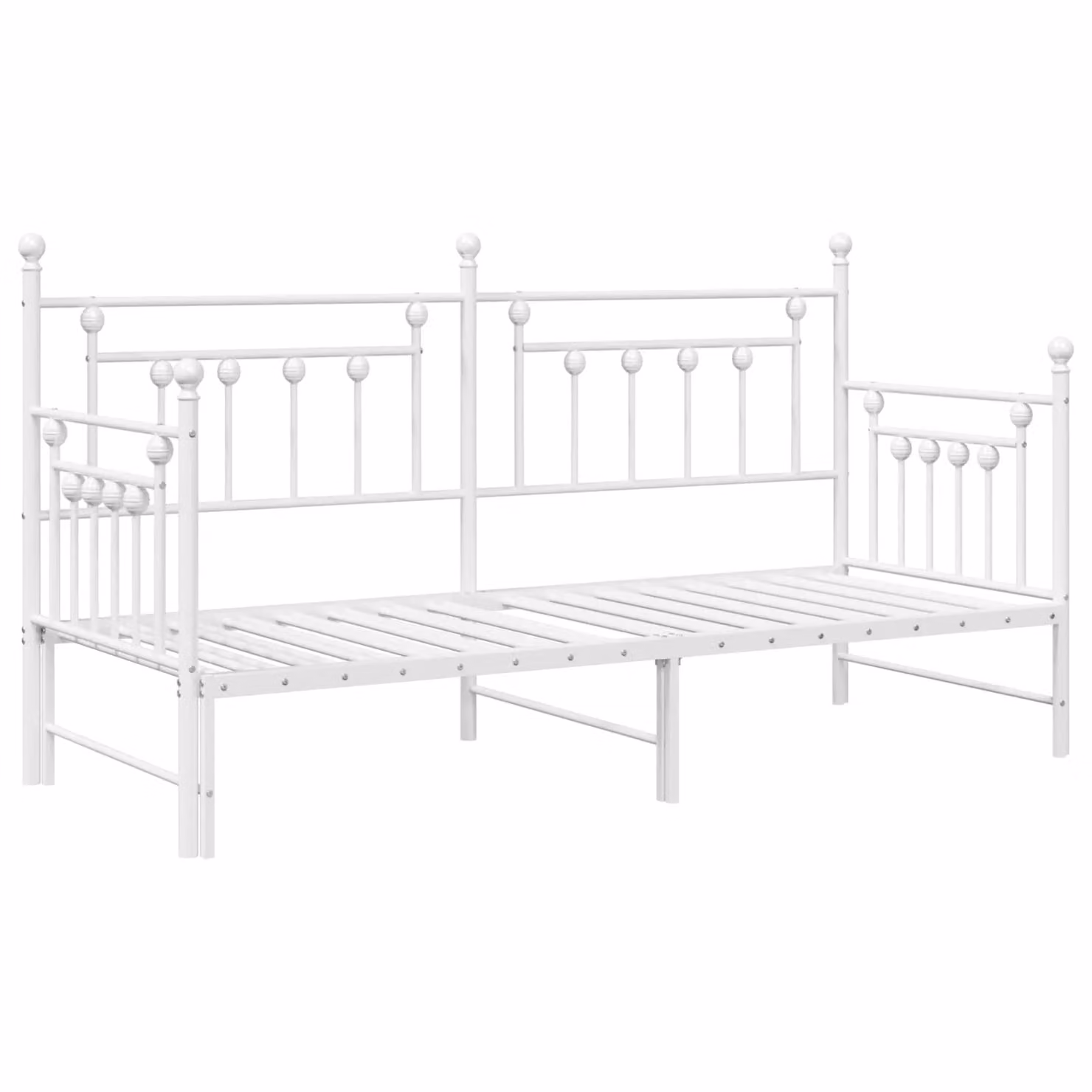 Berkfield Home Modern Daybed Frame with Trundle in White Glossy Metal, W: 80 cm, L: 200 cm – 2