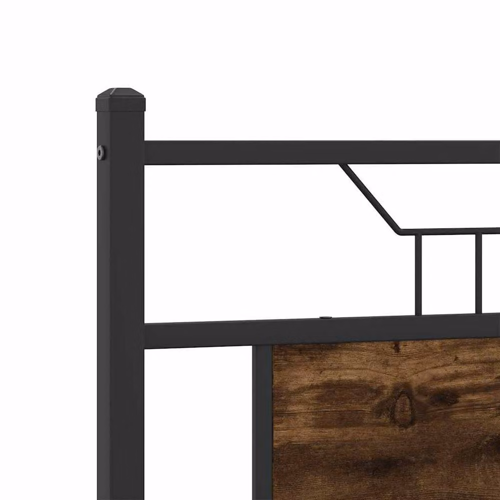 Berkfield Home Bed Frame in Smoked Oak and Brown Engineered Wood, W/D/H: 140 x 190 cm – 4
