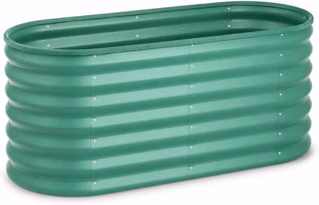 VOGREX Heavy Duty Galvanised Steel Raised Garden Bed Planter in Green, W/D/H: 60 x 60 x 60 cm – 1