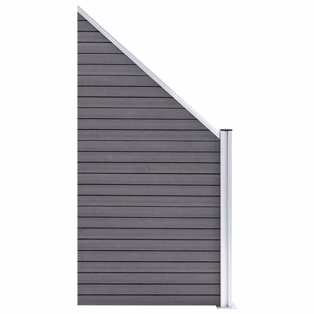 Berkfield Home WPC and Aluminium Fence Set in Grey, 7 Square and 1 Slanted Panels, W: 1311 cm, H: 186 cm – 3