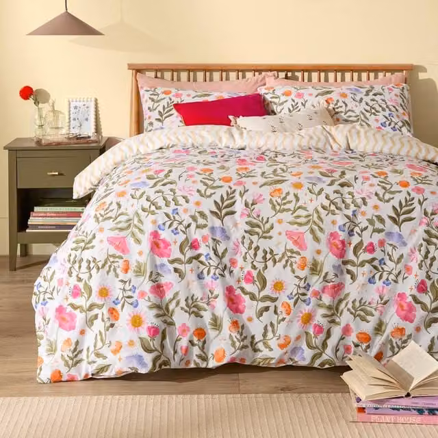 Furn Summer Solstice Reversible Floral Duvet Cover Set, Multicolour, W: 180 cm, H: 200 cm