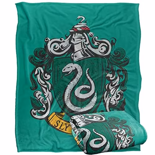 LOGOVISION Harry Potter Slytherin Crest Super Soft Fleece Throw Blanket, White, W/D/H: 152 x 127 cm – 1