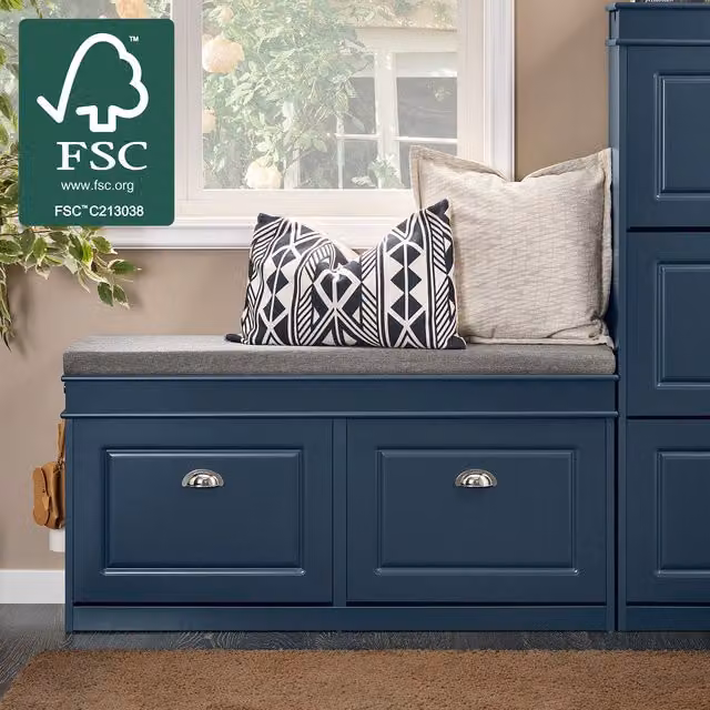SoBuy Shoe Bench Rack with Flip Drawer in Blue