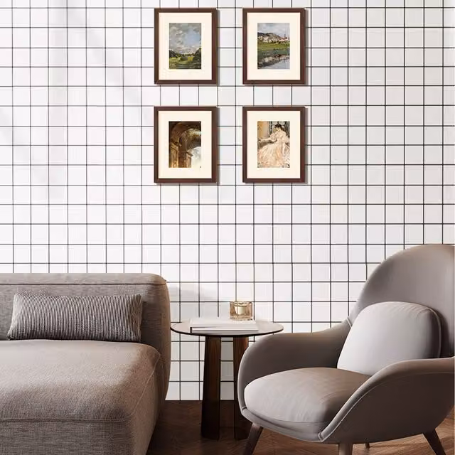 Livingandhome 10pcs Self-Adhesive Lattice Wall Tiles in White and Black