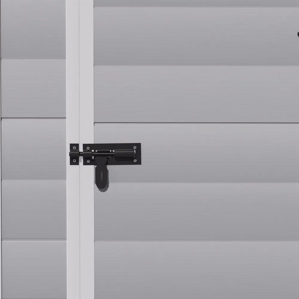 Living and Home Grey Plastic Apex Roof Garden Storage Shed with Lockable Door, W/D/H: 121.92 x 121.92 x 202 cm – 4