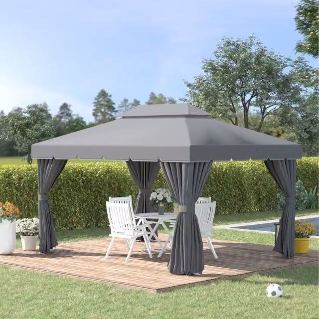Outsunny Modern Hip Gazebo Garden Shelter in Grey and Black