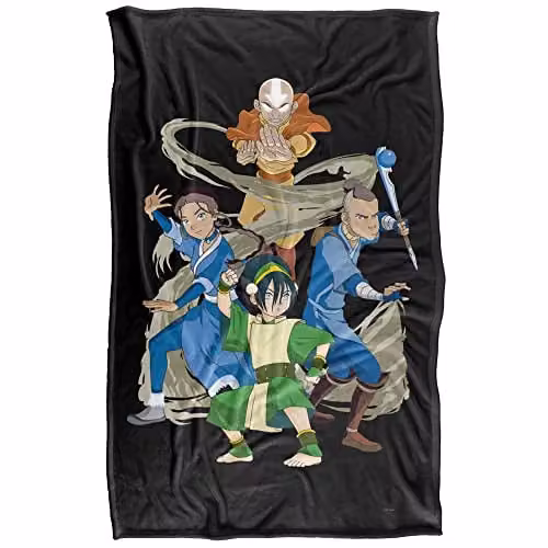 Nickelodeon Avatar The Last Airbender Team Avatar Elements Super Soft Fleece Throw Blanket, Multicolour, W: 91 cm, D: 147 cm