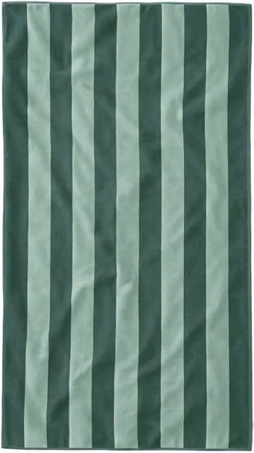 Misona Large Organic Cotton Striped Beach Towel in Green, W/D/H: 90 x 180 cm – 1