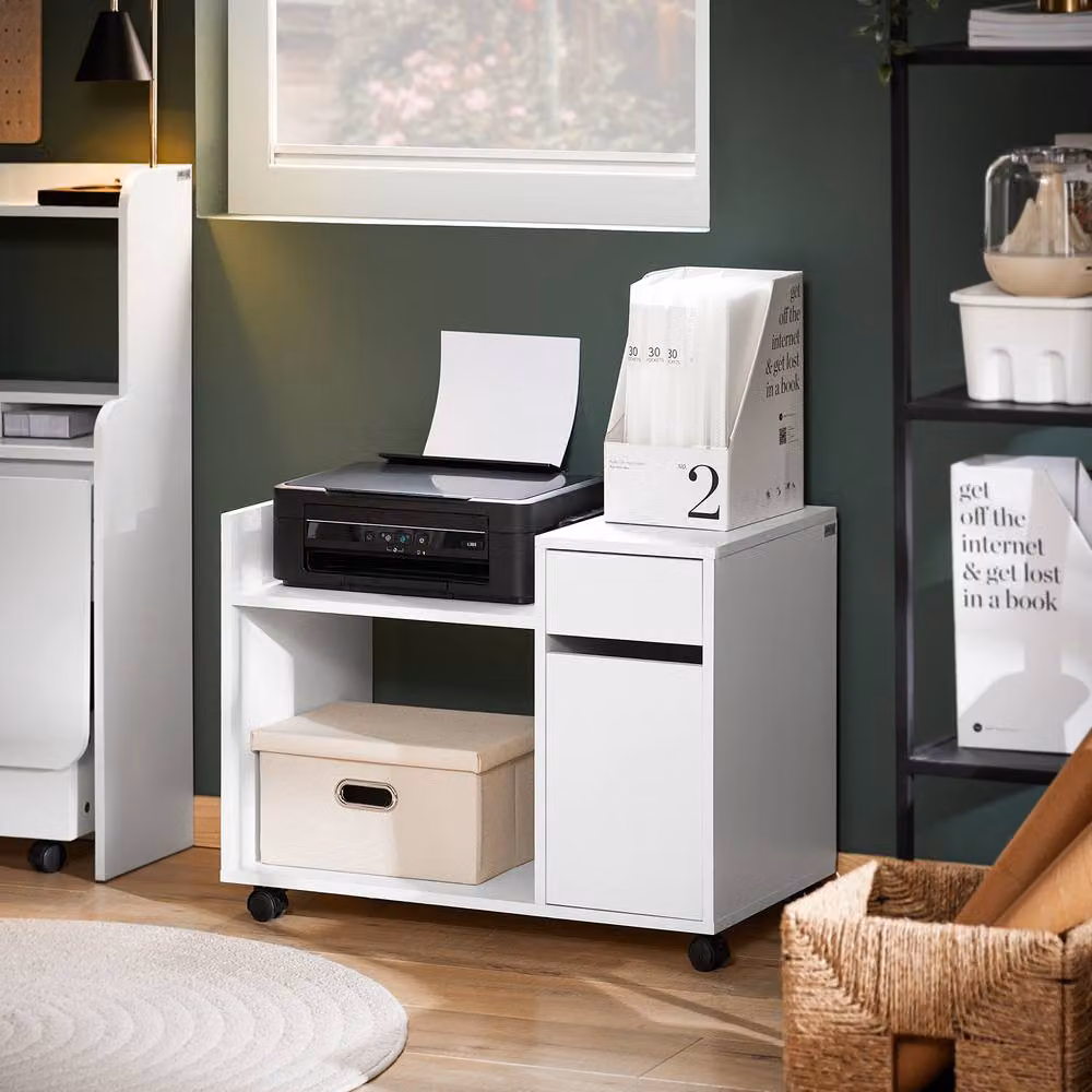 SoBuy Modern White Office Storage Cabinet with Hinged Doors and Internal Shelves – 8