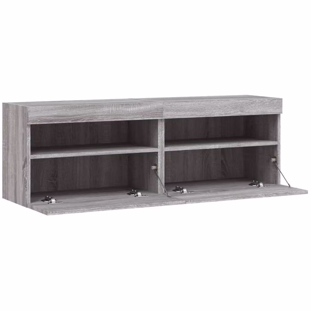 Berkfield Home Set of 2 Modern Grey Sonoma TV Wall Cabinets with LED Lights, W/D/H: 60 x 30 x 40 cm – 8