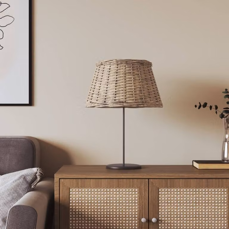 Berkfield Home Brown Wicker Cylinder Lamp Shade, W: 50 cm, H: 30 cm