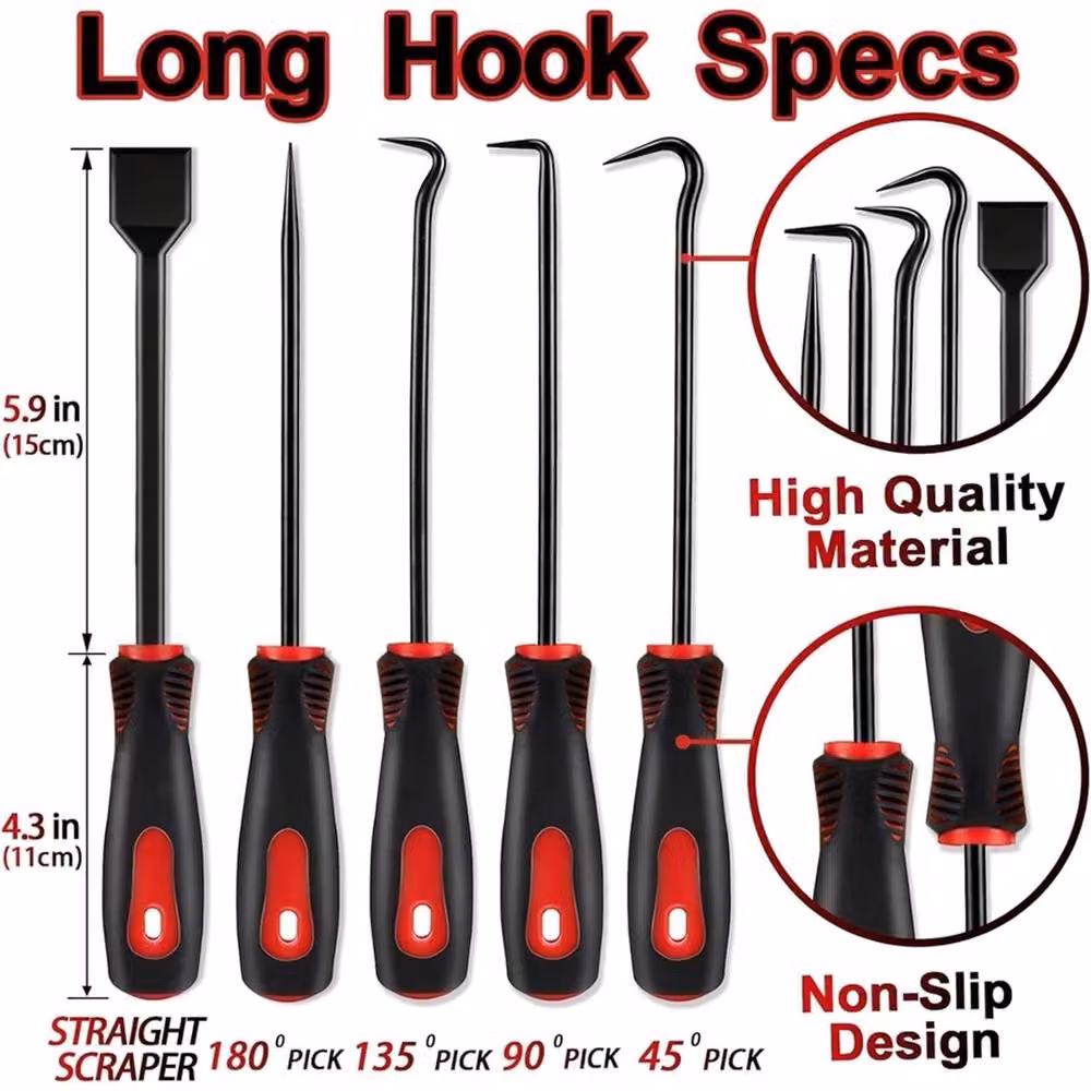 VOGREX 11 Piece Red Telescoping Magnetic Pickup Hook Steel Tool Kit – 3