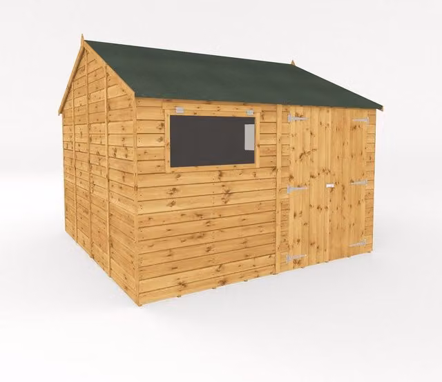 Mercia Premium Shiplap Reverse Apex Workshop in Brown, W: 308.2 cm, D: 322.7 cm, H: 250.3 cm – 1