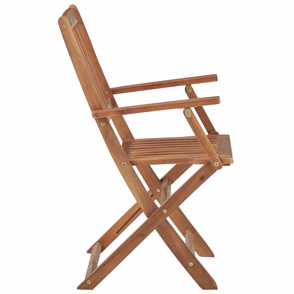 Berkfield Home Set of 2 Durable Folding Outdoor Garden Chairs in Brown Oiled Acacia Wood H 91 cm x W 54 cm x D 57 cm – 2