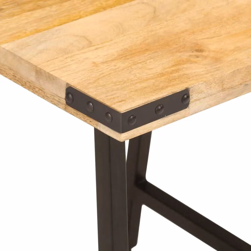 Berkfield Home Industrial Side Table in Brown Mango Wood and Iron, W/D/H: 45 x 45 x 50 cm – 4