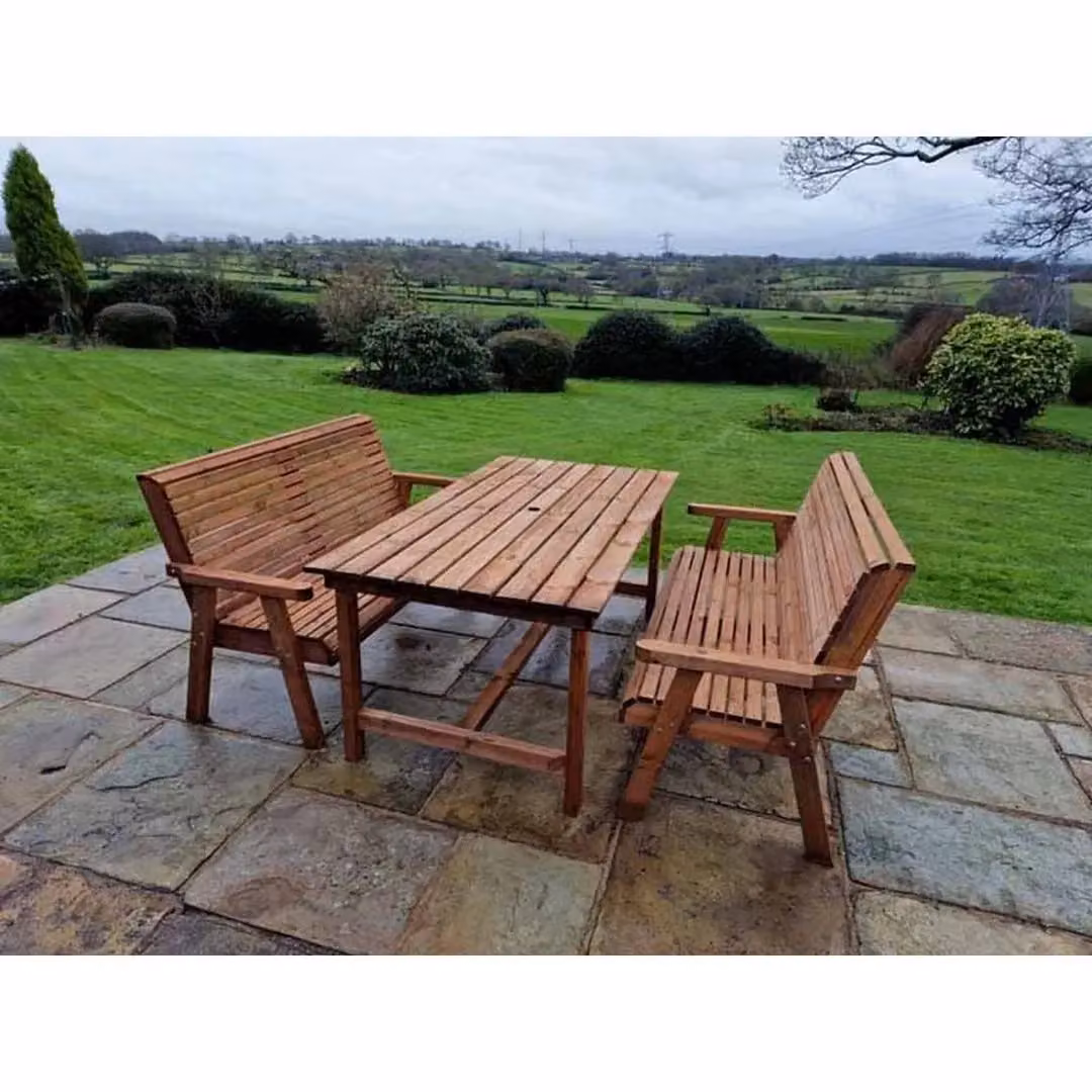 Churnet Valley Garden Furniture Ltd Valley 2X3B Brown Wood Table Set with Cushions – 3