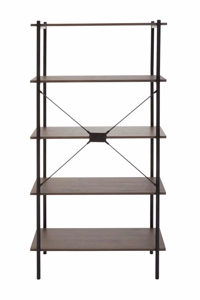 Orsina Five Tier Oak Storage Shelf Unit in Brown, W/D/H: 80 x 40 x 162 cm – 2