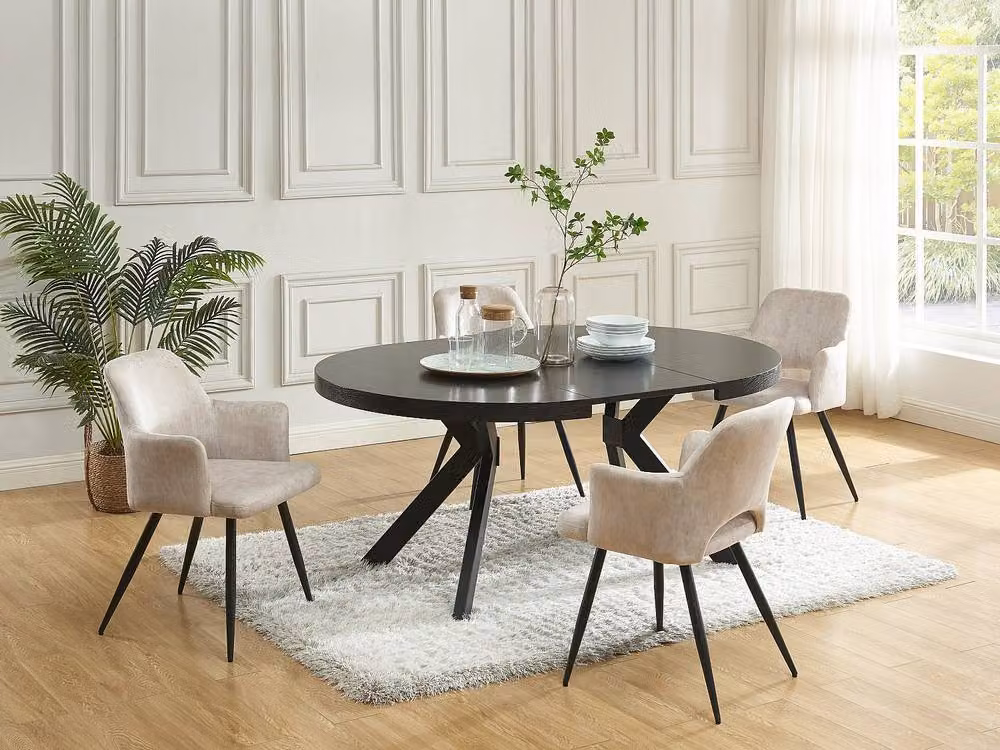 Vente-unique KOMONI Extendable Round Dining Table, Black, W/D/H: 120 x 120 x 76 cm – 2