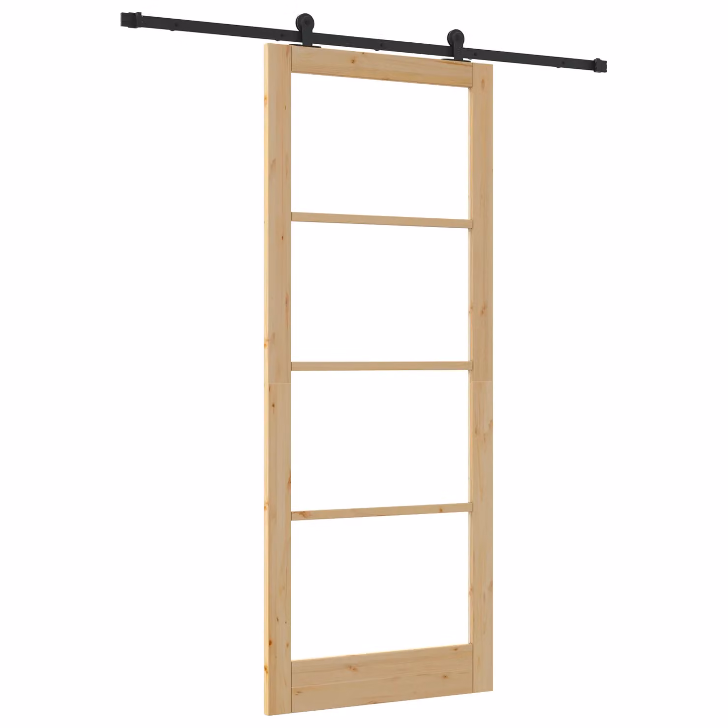 Berkfield Home Orkdal Sliding Door with Hardware Set in Beige, Solid Wood and Glass – 2